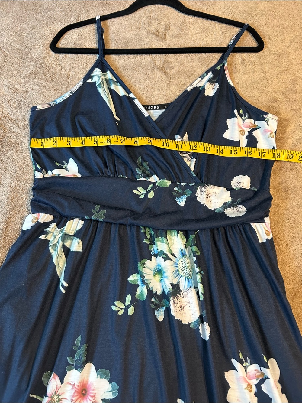 Floral Navy Spaghetti Strap Dress - (Women) - Picture 4 of 7